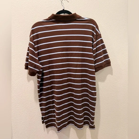 🤎 Ralph Lauren Men’s Polo Shirt – Brown & White Stripes – Size L - Picture 2 of 4